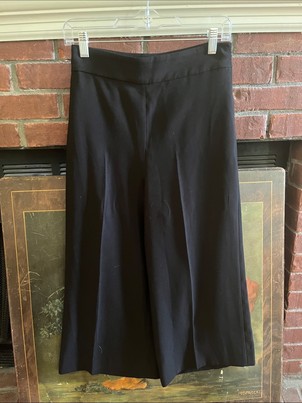 Zara Black Cropped Wide-Leg Pants